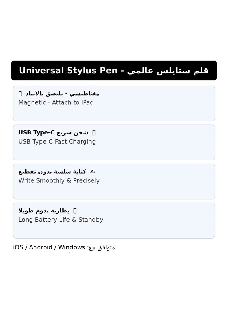 JESR AL AHLAM Stylus Pen for All iPad, Tablet & Mobile Devices – Rechargeable 1.2mm Fine Point Active Stylus Pencil with Palm Rejection, Magnetic USB Charging & High Precision for Drawing, Writing & Note Taking – Compatible with iPad Pro 11/12.9, iPad 10/9/8/7/6, Air 5/4/3, Mini 6/5 and Most Touchscreen Electronic Gadgets (White) - Image 4