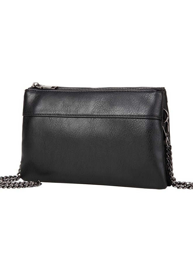 Vaschy Wristlet Clutch Purses For Women, Dual Pouch Vegan Leather Small Crossbody Shoulder Bag Evening Wallet For Cell Phone Keys Coin Purse Black - Image 1
