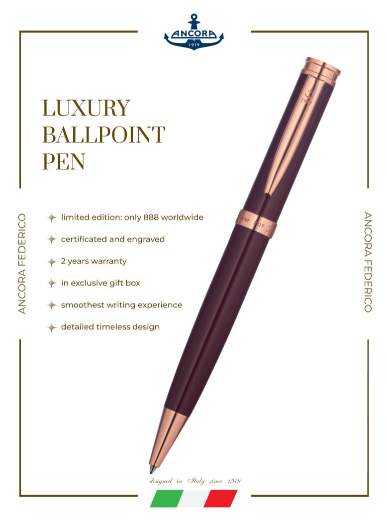 أنكورا قلم فيديريكو ١٩١٩ إصدار محدود – قابل لإعادة التعبئة – قلم فاخر محفور مع علبة جلد – كتابة سلسة – هدية للرجال والنساء – حبر أزرق - Image 3