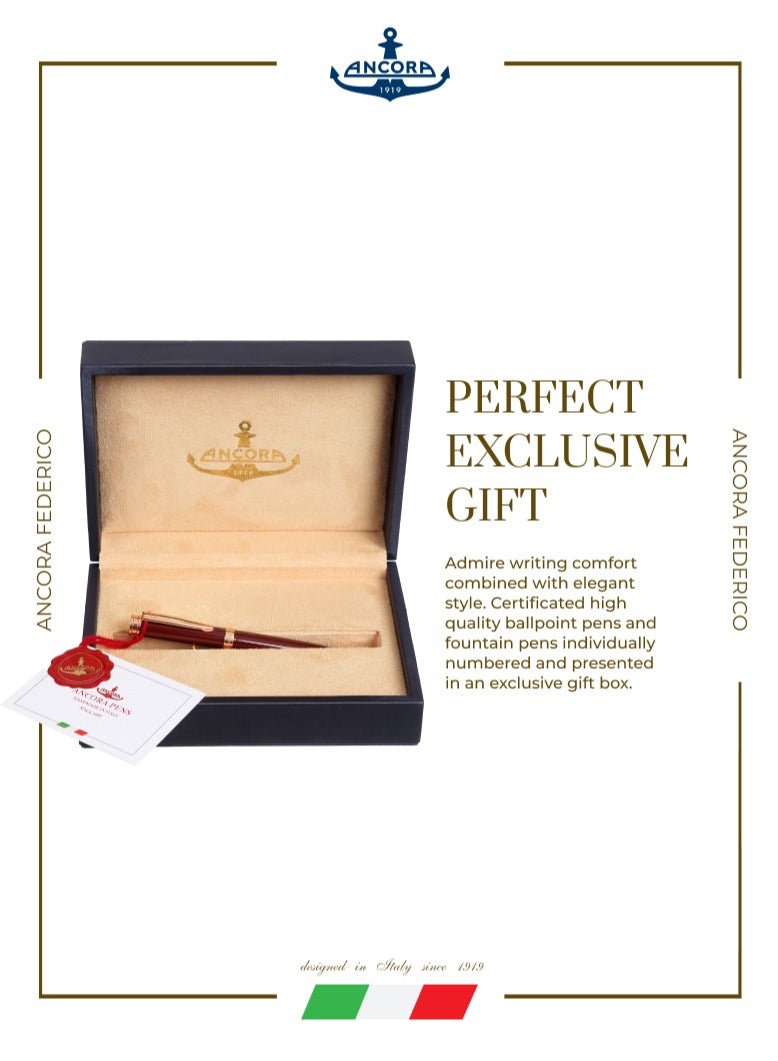 أنكورا قلم فيديريكو ١٩١٩ إصدار محدود – قابل لإعادة التعبئة – قلم فاخر محفور مع علبة جلد – كتابة سلسة – هدية للرجال والنساء – حبر أزرق - Image 4