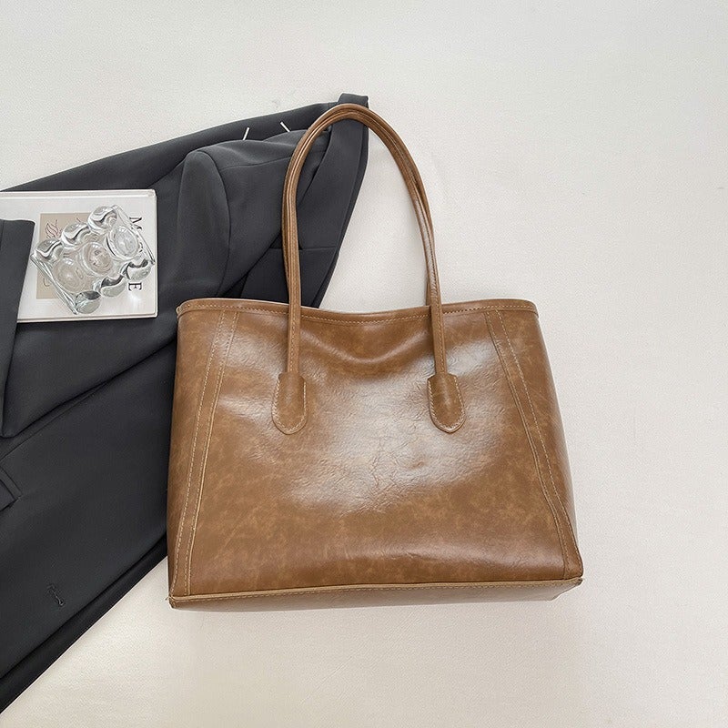 Korean‑style vintage large‑capacity women’s bag, 2026 spring new‑arrival tote, Korean‑fashionable shoulder commuter bag. - Image 1