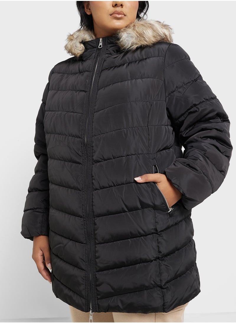 Only Carmakoma - Hooded Fur Neck Jacket - Image 1