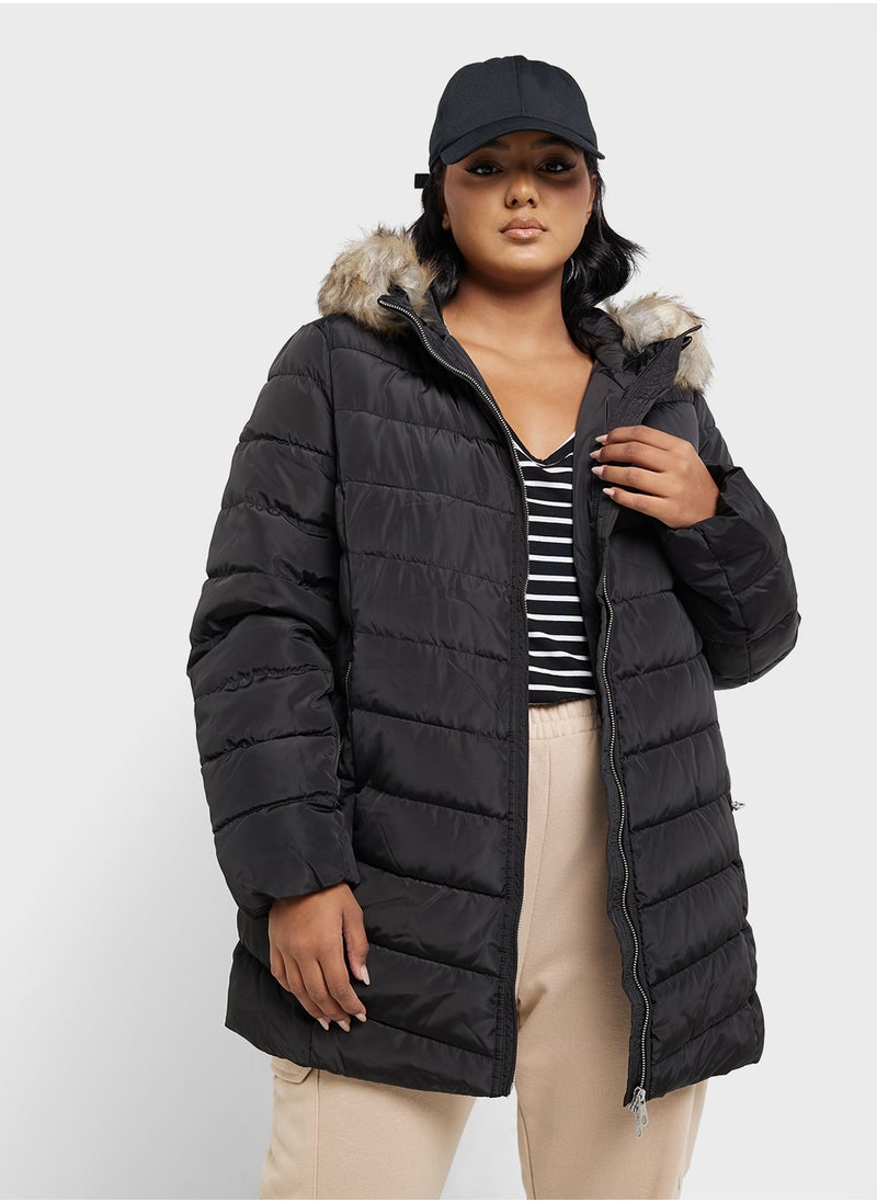 Only Carmakoma - Hooded Fur Neck Jacket - Image 1