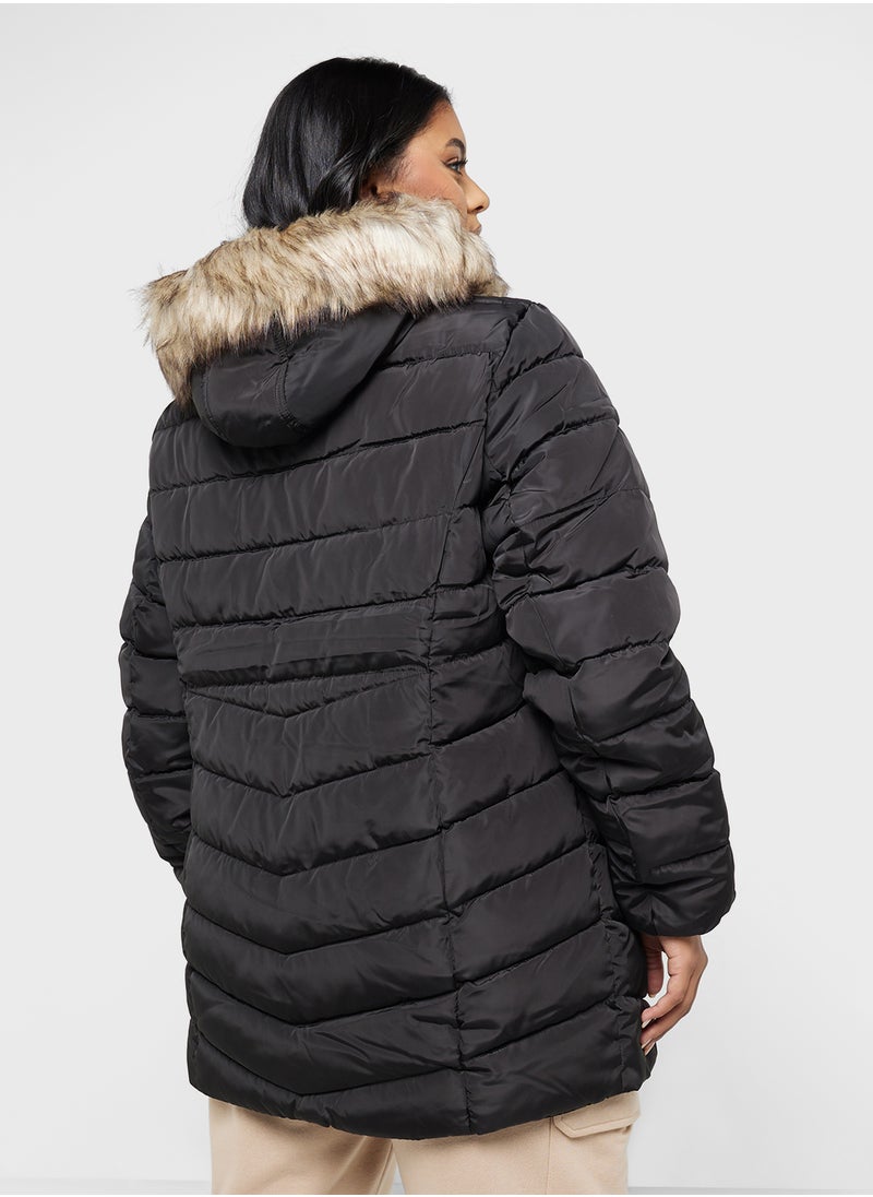 Only Carmakoma - Hooded Fur Neck Jacket - Image 1