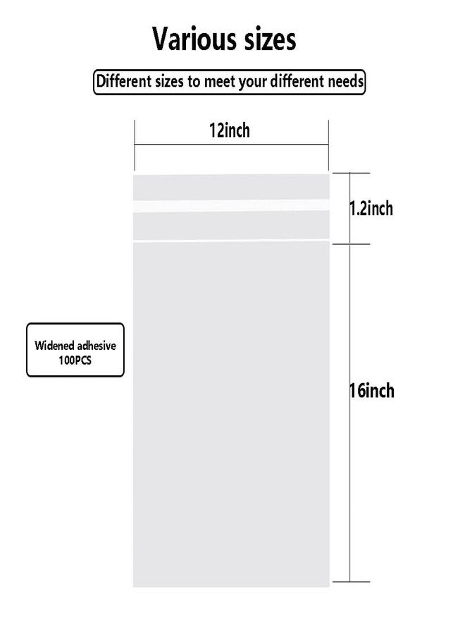 Keoferlo 100 Pcs Self Sealing Cellophane Bags 12 x 16-inch Clear Poly Large Cellophane Packing Tshirt Plastic Bags for Clothes Wrapping Bed Sheets - Image 2