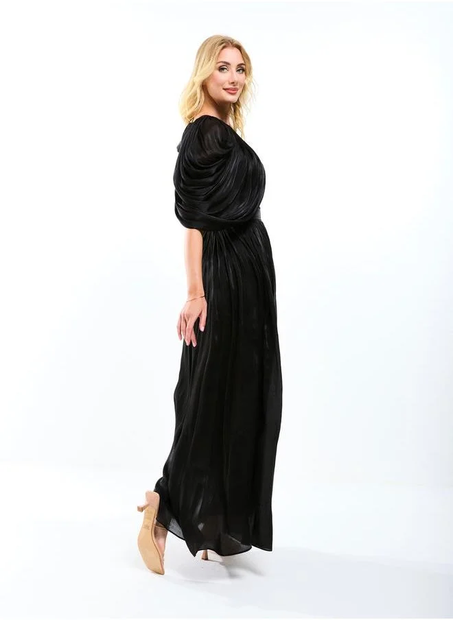هاوس اوف مودا فستان ماكسي A-Line من House of Moda بأكمام كاب مزينة