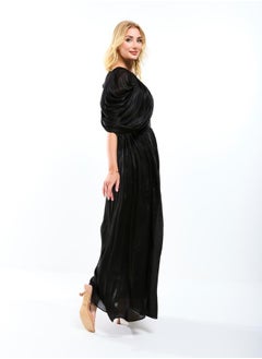 House of Moda Draped Cape Sleeve Embellished Bodice A-Line Maxi Dress by Styli  - Image 2
