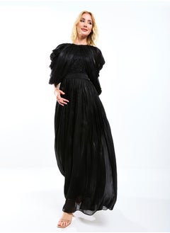 House of Moda Draped Cape Sleeve Embellished Bodice A-Line Maxi Dress by Styli  - Image 5