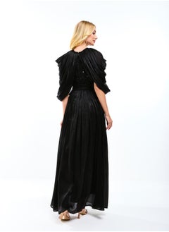 House of Moda Draped Cape Sleeve Embellished Bodice A-Line Maxi Dress by Styli  - Image 1