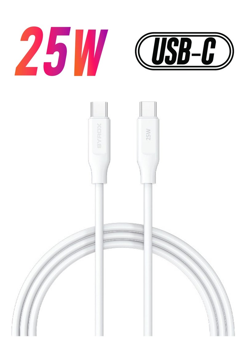 Syrox - 25W Samsung Galaxy Type-C To Type-C Fast Charging Cable Both Ends Type-c New Generation S20 FE Plus Ultra 5G S21 FE Plus Ultra 5G A73 A72 A71 A53 5G A33 M51 M33 - Image 1