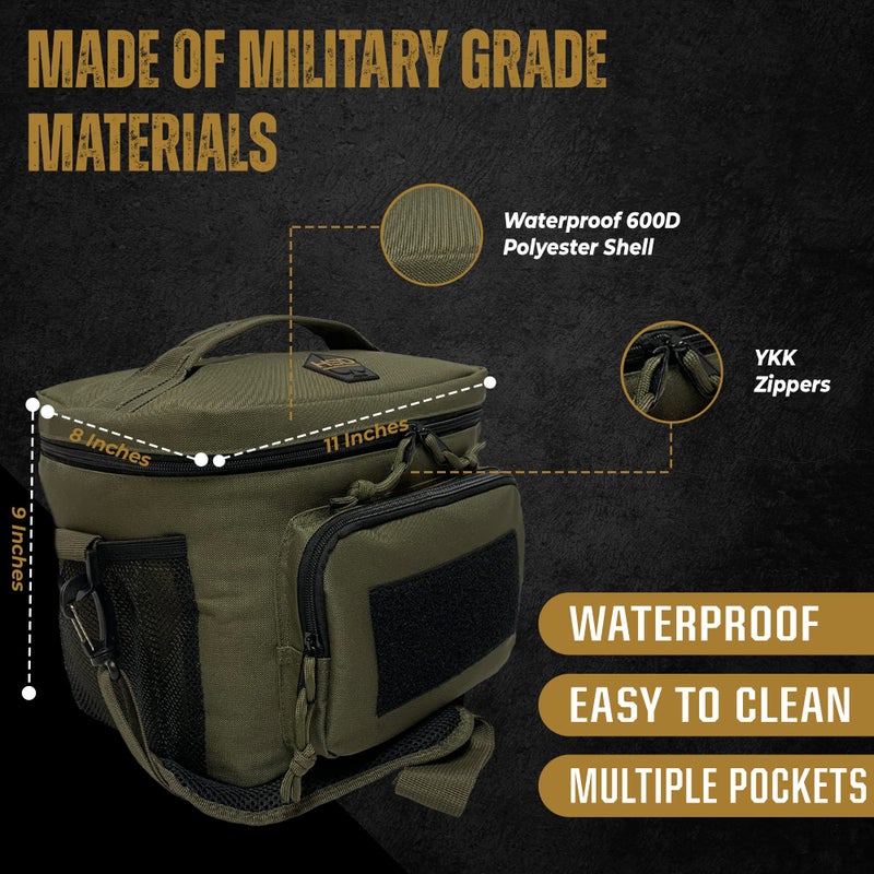 HighSpeedDaddy Tactical Lunch Box For Men Women - Military Grade Insulated Lunch Bag For Work - 10â€x 7.5â€x 6.5â€ (9L) High Capacity Lunch Kit - Reusable, Portable Lunch Cooler For Travel & Picnic - Image 3