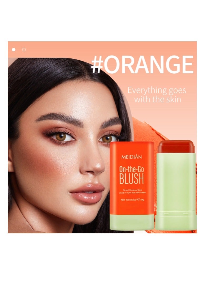 Meidián On The Go Blush,Blush Stick Blush Makeup Wand, Cream Blush For Cheeks Tint,Long-Wearing,Natural-Looking Face Foundation Bright Peach Blusher for Daily Wear 3D Orange - Image 1