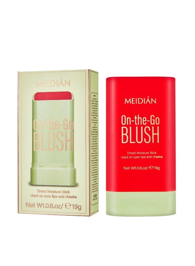 Meidián On The Go Blush,Blush Stick Blush Makeup Wand, Cream Blush For Cheeks Tint,Long-Wearing,Natural-Looking Face Foundation Bright Peach Blusher for Daily Wear 3D Orange - Image 3