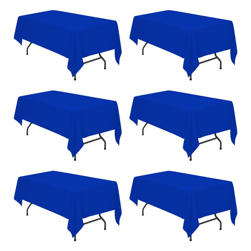 BRILLMAX 6 Pack Royal Blue Tablecloths for 6 Foot Rectangle Tables 60 x 102 Inch 6ft Rectangular Bulk Linen Polyester Fabric Washable Cloth Cover for Wedding Reception Banquet Birthday Party