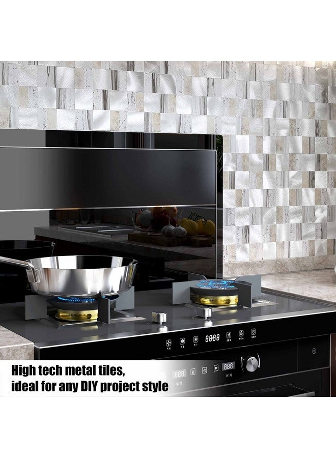Benice BeNice Peel and Stick Backsplash Metal Kitchen Backsplash Tiles,Peel and Stick Wall Tiles Metal Tile Stickers(Rustic Gray 10sheets)  - Image 3