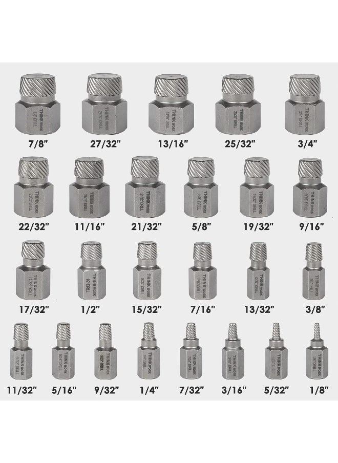Generic - THINKWORK Upgraded Screw Extractor Set, 25-Piece 3/8" Inch Drive Easy Out Bolt Extractor Set, Multi-Spline, for Removing Broken Studs, Bolts, Screws - Image 1