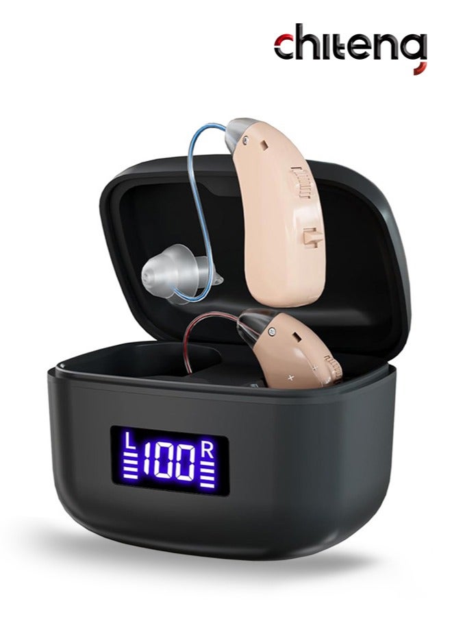 chiteng Hearing Aid, Rechargeable Hearing Aids Devices for Adult, Ear Hearing Machine with Hearing Loss, Noise Cancelling, Invisible & Comfortable, Black - Image 1
