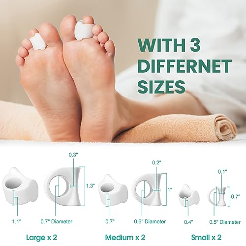 Welnove Toe Separator for Overlapping Toes Toe Spacers for Bunions Toe Corrector for Hammer Toes Realign Crooked Toes Preventing Rubbing Relieve Pressure FSA or HSA Eligible 3 Size 6 Pack - Image 5