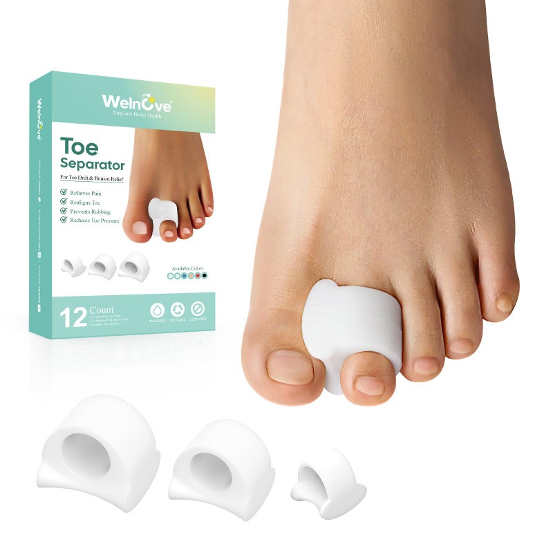 Welnove Toe Separator for Overlapping Toes Toe Spacers for Bunions Toe Corrector for Hammer Toes Realign Crooked Toes Preventing Rubbing Relieve Pressure FSA or HSA Eligible 3 Size 6 Pack - Image 3