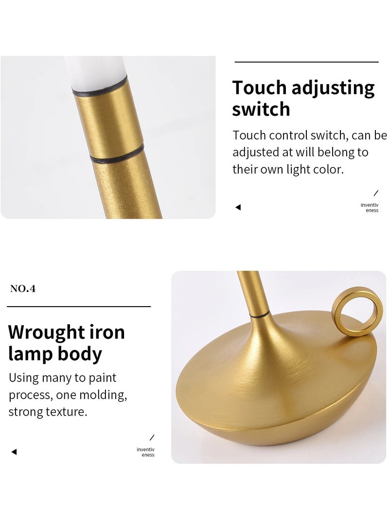 AROAQ مصباح طاولة لمسي لاسلكي قابل لإعادة الشحن لغرفة النوم مصباح مكتب USB-C للتخييم مصباح شمعة إبداعي - Image 3