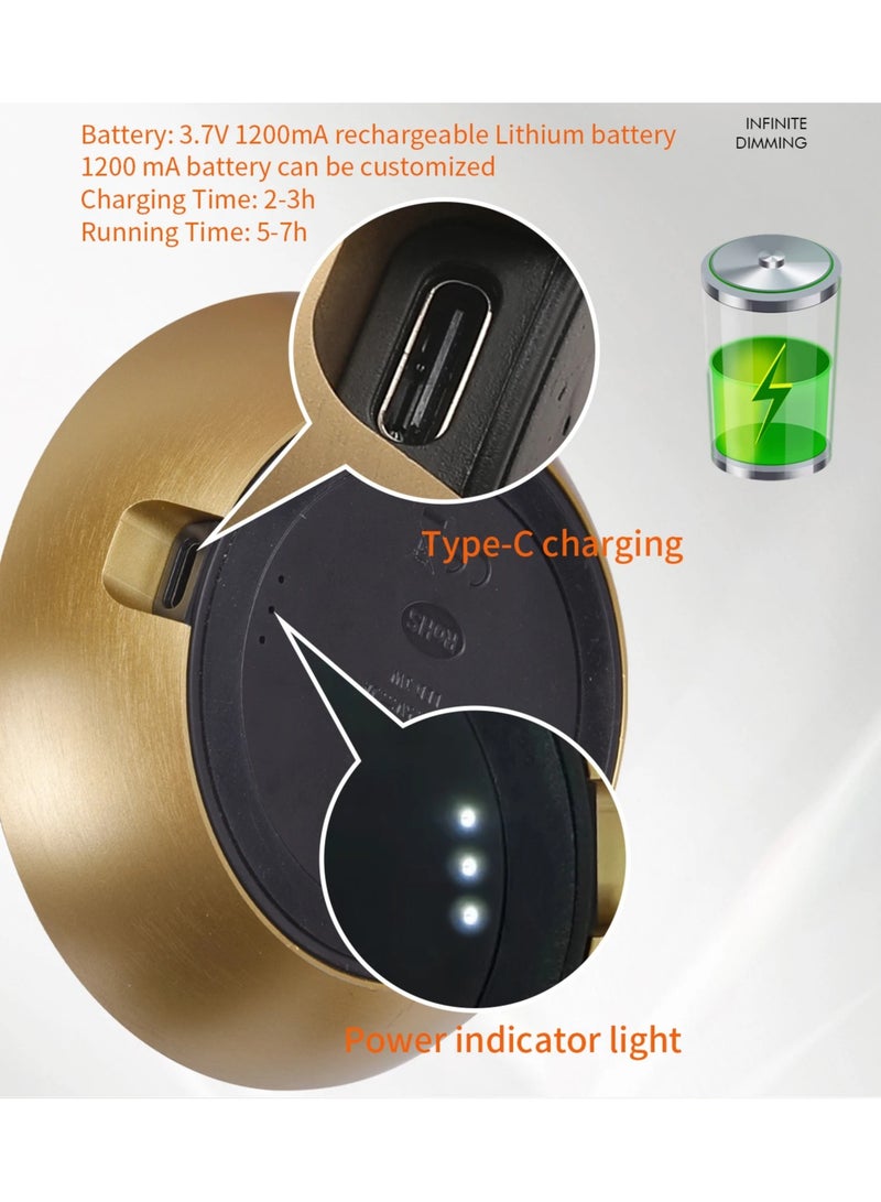 AROAQ مصباح طاولة لمسي لاسلكي قابل لإعادة الشحن لغرفة النوم مصباح مكتب USB-C للتخييم مصباح شمعة إبداعي - Image 2