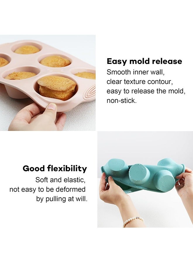 3 قطع من قوالب الكعك المصنوعة من السيليكون، صينية خبز غير لاصقة ذات 6 تجاويف للكعك والكب كيك والبراونيز والمزيد، عبوة آمنة غذائيًا - Image 5