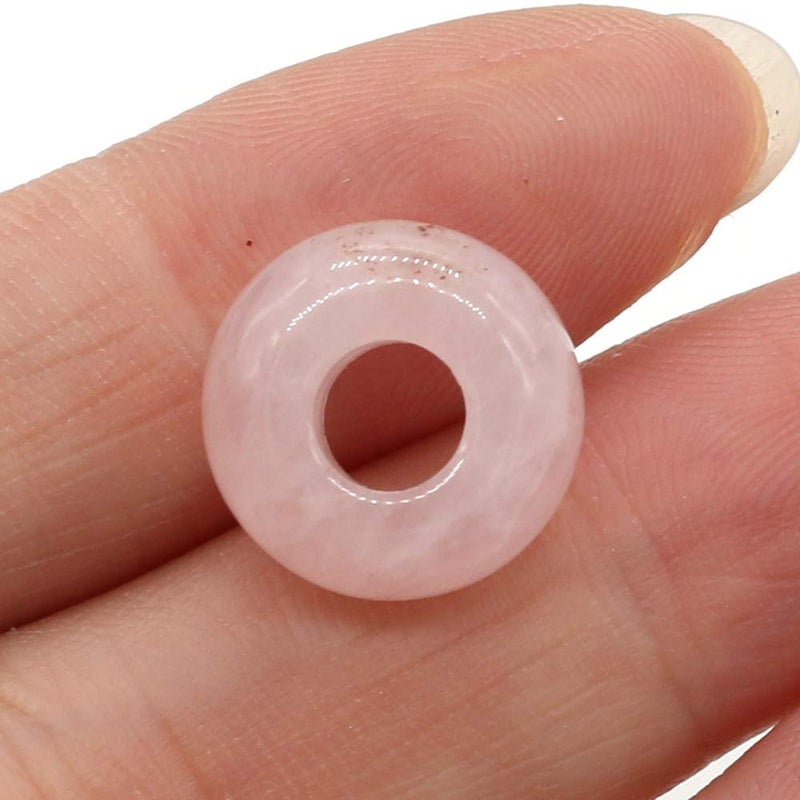 Zotoone 30pcs Natural Semi-Precious Stone Large Hole Loose Beads Abacus Shape Fashionable Opal Amethyst Unakite Rose Quartz Charm Beads for Making Necklace Bracelet - Image 4