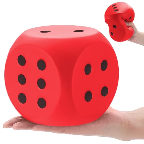 Zomiboo Large 5 Inch Foam Dice Jumbo 6 Sided Giant Dice for Casino Party Classroom Anxiety Stress Relieve Ball Toy Gifts for Adults Kids Board Game to Get Your Lucky NumbersRed - Image 1