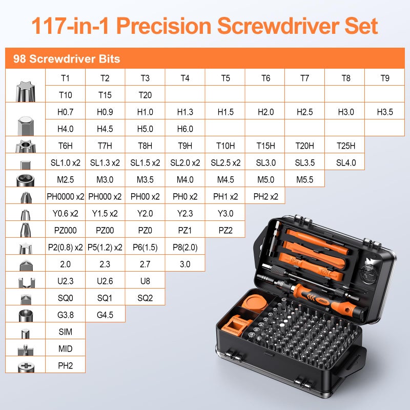 JOREST 117 in 1 Precision Screwdriver Set, Tool Gifts for Men, Mini Repair Tool Kit with Torx Triwing Bits, Repair for Computer, Macbook, Laptop, PC, RC, PS5, iphone, Electronics, XBOX, Glasses - Image 2