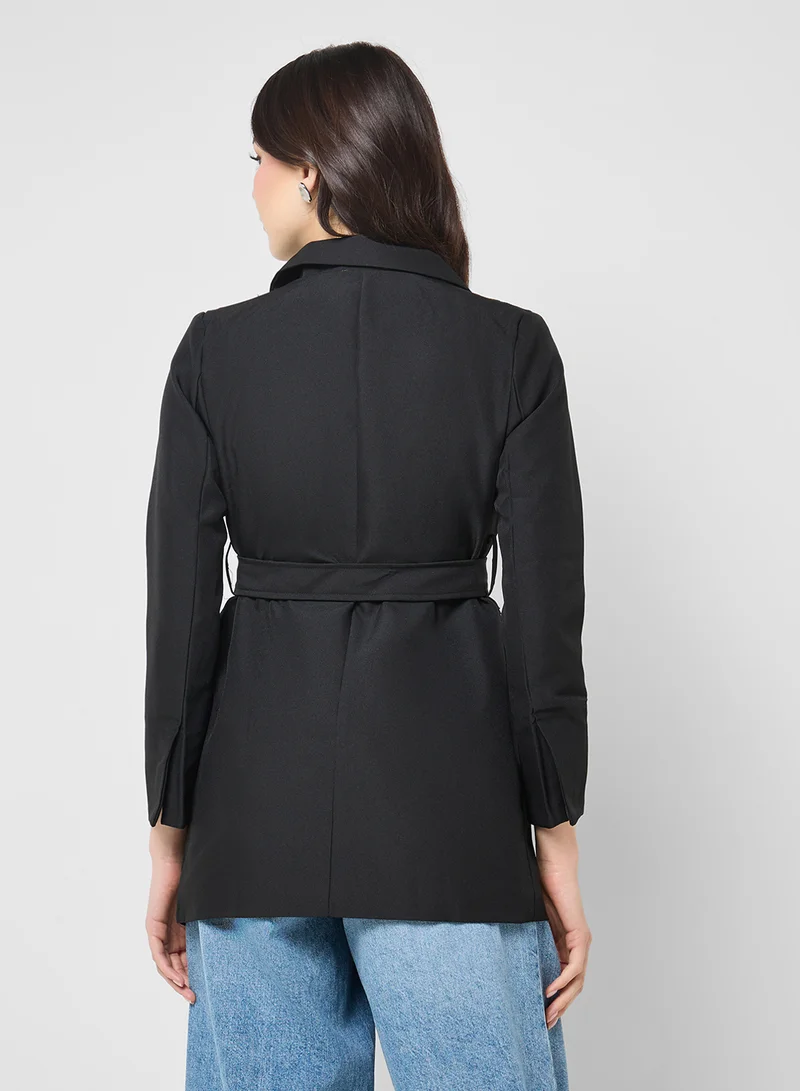 Ginger Double Breasted Longline Belted Blazer