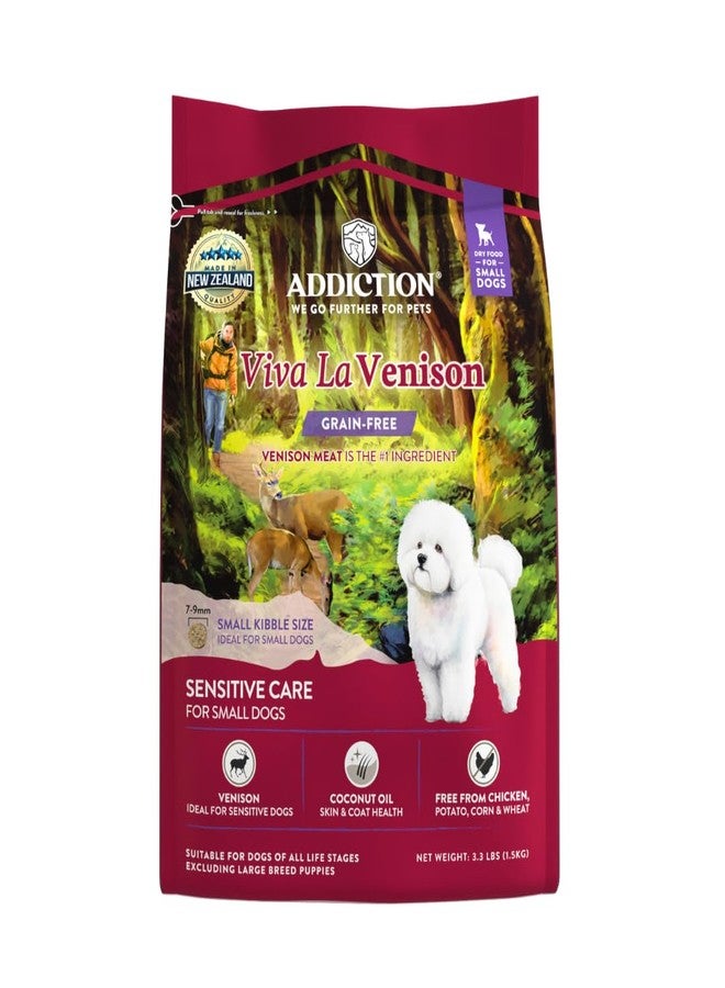 Addiction Viva La Venison Grain-Free Dry Dog Food for Small Breeds All Life Stages, Venison Dog Food, Gluten-Free Kibbles for Small Dogs - Made in New Zealand -3.3lb - Image 1