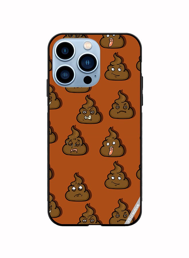 VR CREATIVE Protective Case Cover For Apple iPhone 14 Pro Max Brown Shit Emoticons Design Multicolour - Image 1