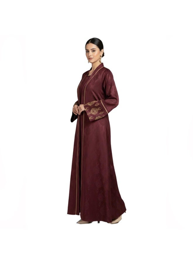 سموكي إيجيبت كفتان عباية كريب چكار - احمر غامق - Image 2