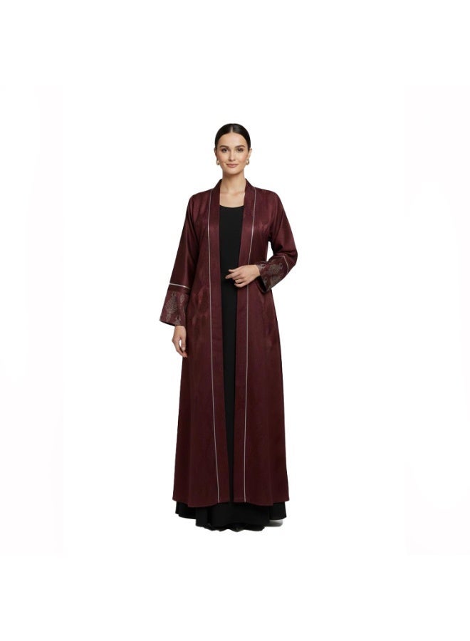 سموكي إيجيبت كفتان عباية كريب چكار - احمر غامق - Image 4