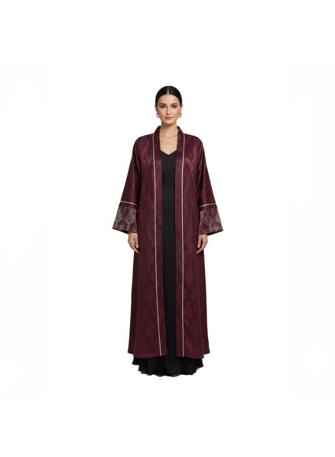 سموكي إيجيبت كفتان عباية كريب چكار - احمر غامق - Image 5