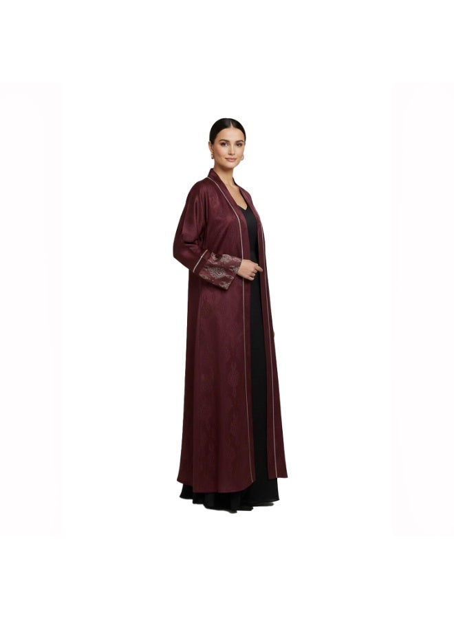 سموكي إيجيبت كفتان عباية كريب چكار - احمر غامق - Image 3