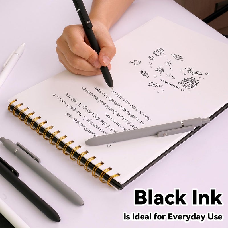 FIOVER Gel Pens, 6pcs 0.5mm Fine Point Black Ink, Smooth Writing Pens for Journaling, Nurse Aesthetic Cute Office School Supplies, Gifts for Women and Men(6Pcs Black White Grey-Black Ink) - Image 3