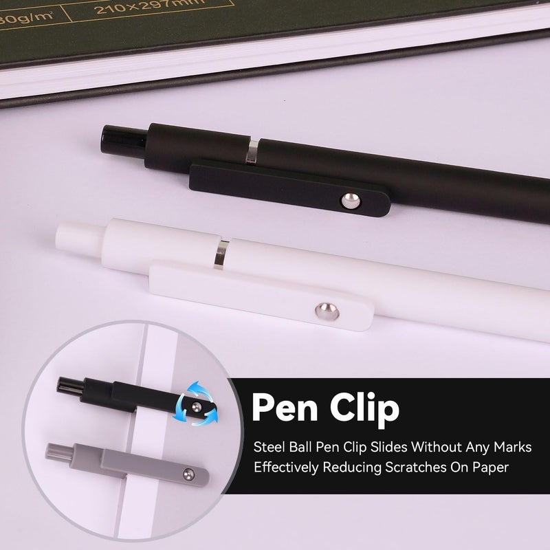 FIOVER Gel Pens, 6pcs 0.5mm Fine Point Black Ink, Smooth Writing Pens for Journaling, Nurse Aesthetic Cute Office School Supplies, Gifts for Women and Men(6Pcs Black White Grey-Black Ink) - Image 4