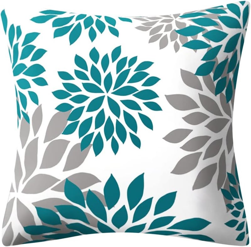 Drmstow Set of 4 Teal Blue Pillow Covers 18x18 Inch Turquoise Decorative Throw Pillow Covers Cushion Case for Sofa Couch Outdoor Patio Furniture Home Farmhouse Decor - Image 3