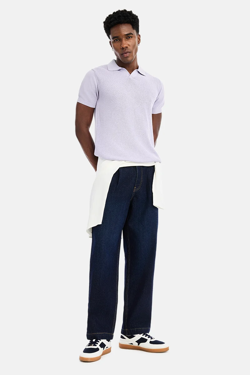 سنيتش Indigo Solid Loose Fit Streetwear Jeans