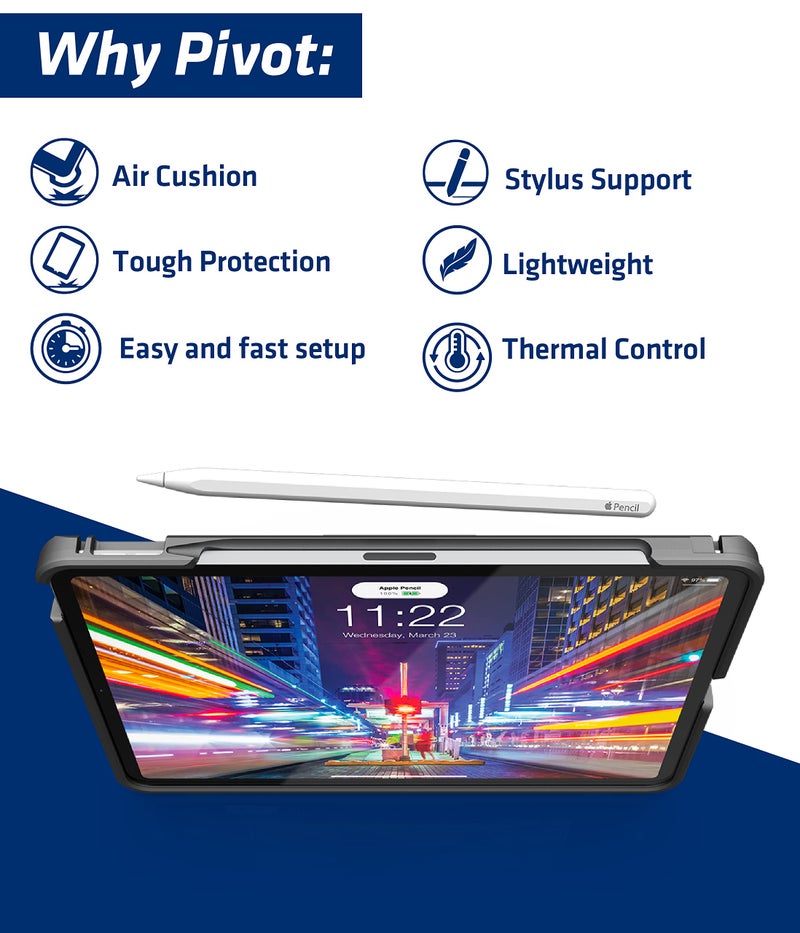 PIVOT A20A Atlas Robust Tablet Case - Fits iPad Air 4th gen & iPad Pro 11 in (1st - 3rd gen) - 360 Degree Protection - for Professional Pilots, General Aviation - Black/Clear - Image 4