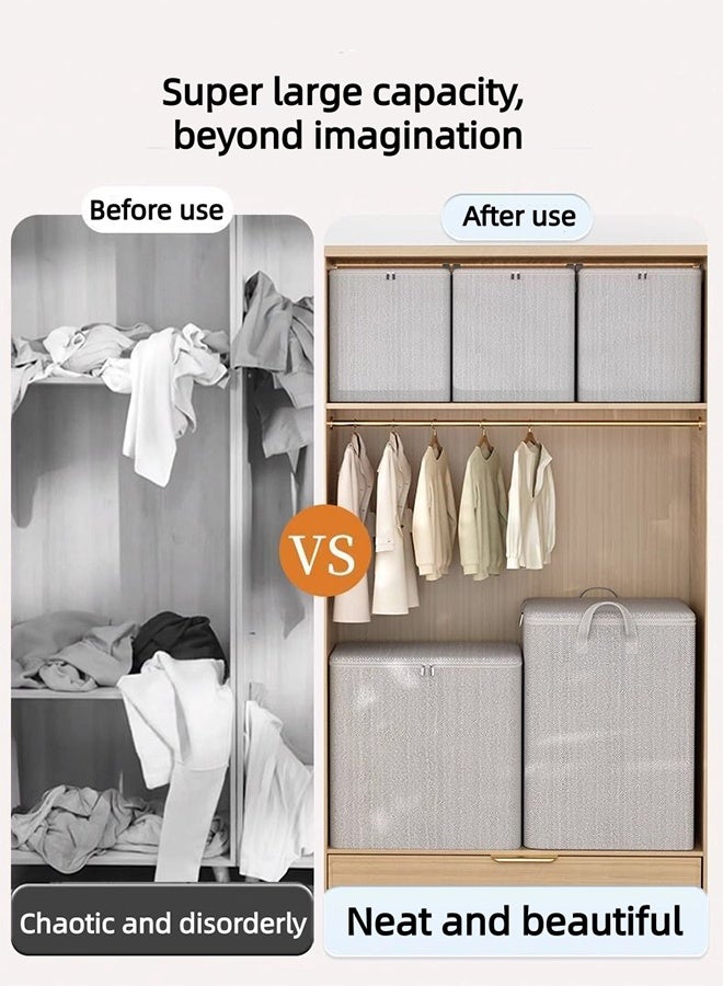 2PCS Fabric Storage Boxes, Large-Capacity Clothing And Quilt Storage And Organization Boxes, With Zippers And Handles, Washable Non-Woven Fabric Storage Bags For Moving And Organizing（110L） - Image 4