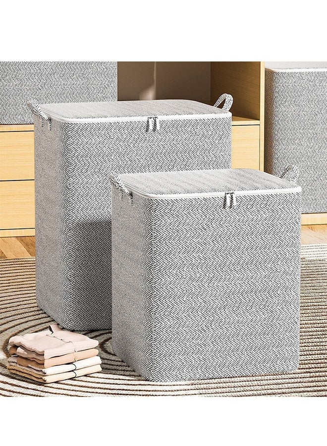 2PCS Fabric Storage Boxes, Large-Capacity Clothing And Quilt Storage And Organization Boxes, With Zippers And Handles, Washable Non-Woven Fabric Storage Bags For Moving And Organizing（110L） - Image 1
