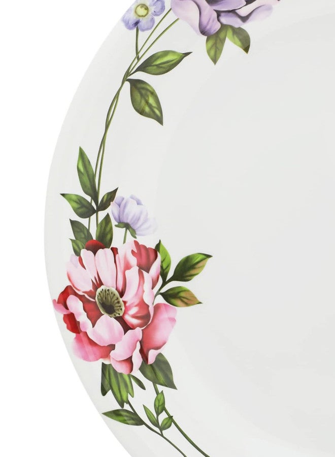 Abir 6-Piece Melamine Deep Round Serving Plate Set 40 CM / 15.75 INCH White/Floral - Image 4