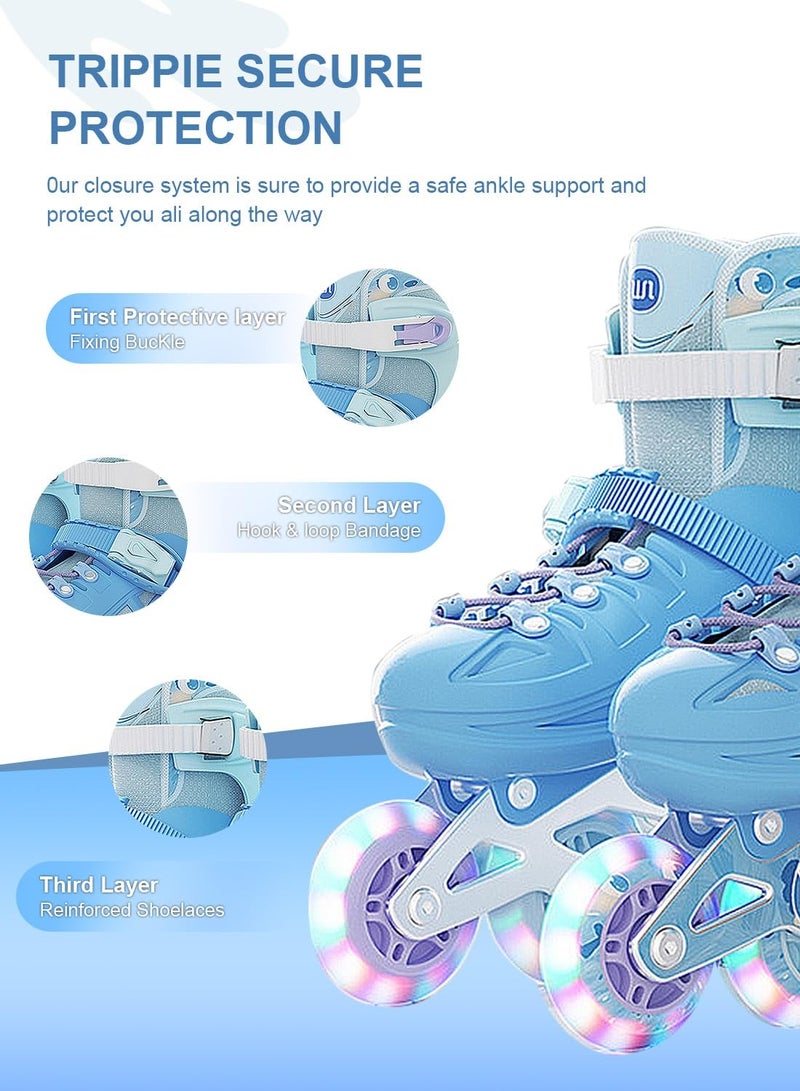 Generic Children's Inline Skates Adjustable Inline Roller Skates with Luminous Wheels Suitable for Boys and Girls Beginners M [30-36] 6-12 years old  - Image 2