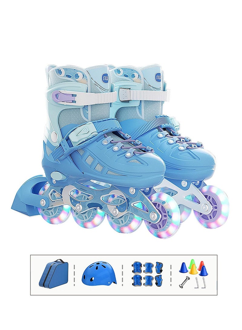 Generic Children's Inline Skates Adjustable Inline Roller Skates with Luminous Wheels Suitable for Boys and Girls Beginners M [30-36] 6-12 years old  - Image 1