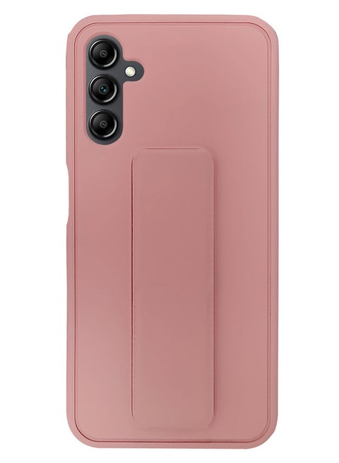 Fully Covered With Finger Grip Stand Holder Anti Slip Shockproof Silicone Protective Case Cover For Samsung Galaxy A14 PINK