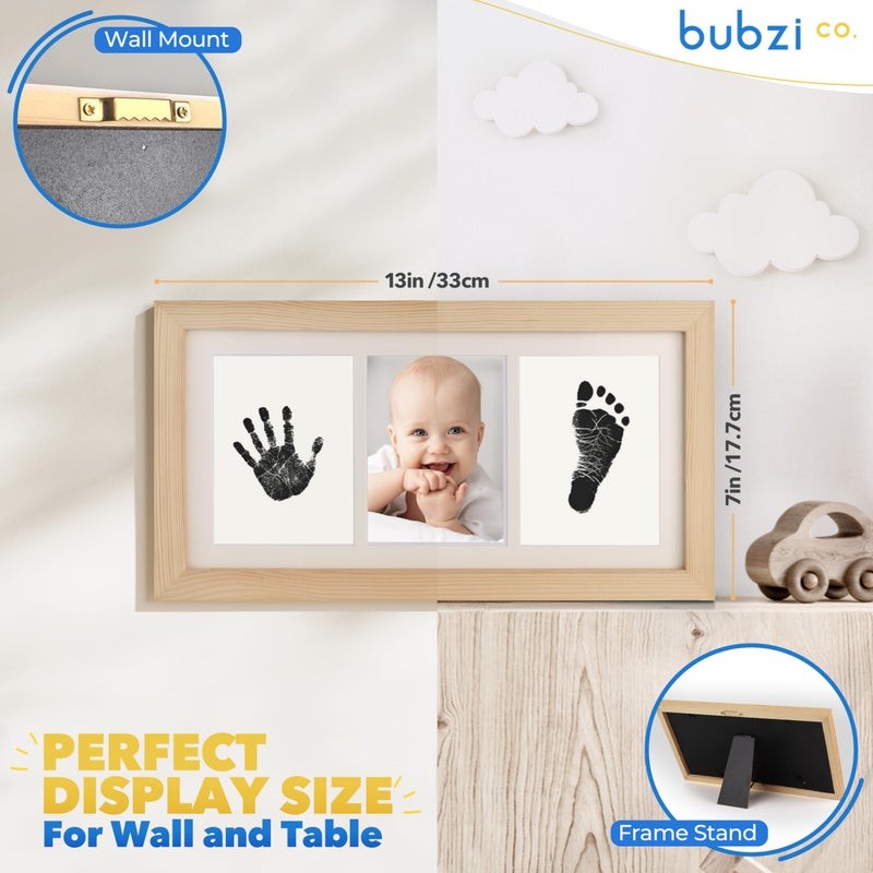 Bubzi Co Baby Handprint Kit & Footprint Photo Frame for Newborn Girls and Boys  Unique Baby Shower Gifts Set for Registry  Memorable Keepsake Decorations for Room Wall or Nursery Decor (Natural Wood) - Image 4