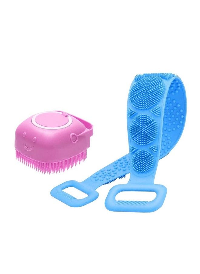 MAJESTIQUE Silicone Brush With Bath Belt For Shower Silicone Back Scrubber For Easy Clean Exfoliating Body Suitable For All Skin Types Women Men Color May Vary  - Image 2