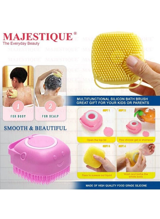 MAJESTIQUE Silicone Brush With Bath Belt For Shower Silicone Back Scrubber For Easy Clean Exfoliating Body Suitable For All Skin Types Women Men Color May Vary  - Image 3